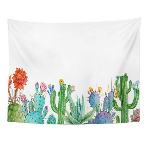 Watercolor Flower Cactus Succulents Tapestry Wall Hanging for Living Room Dorm 